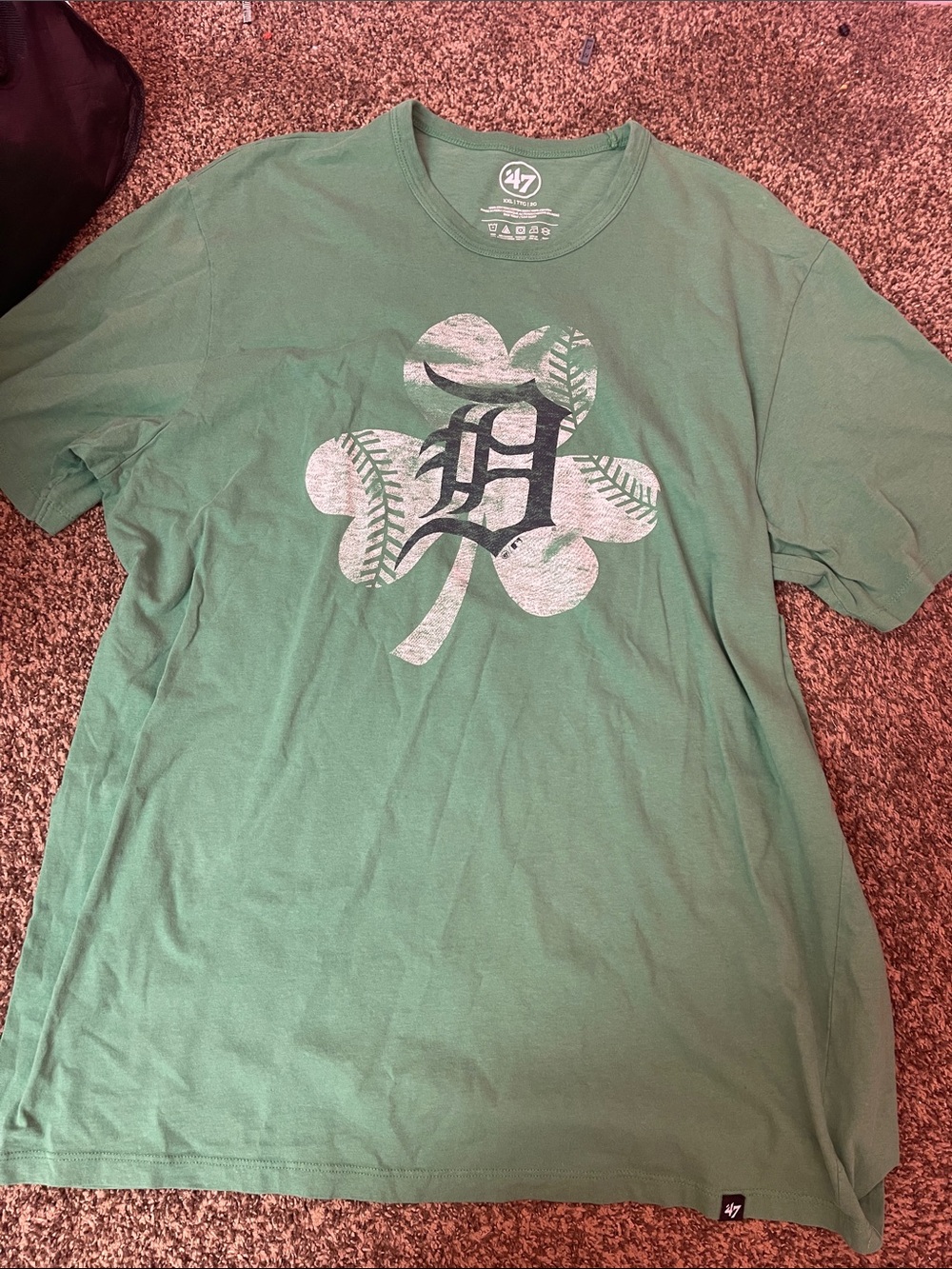 47 Brand Green Shamrock Tee with White & Black Graphic